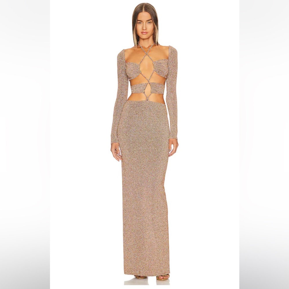 NWT Michael Costello x REVOLVE Nyura Gown in Gold